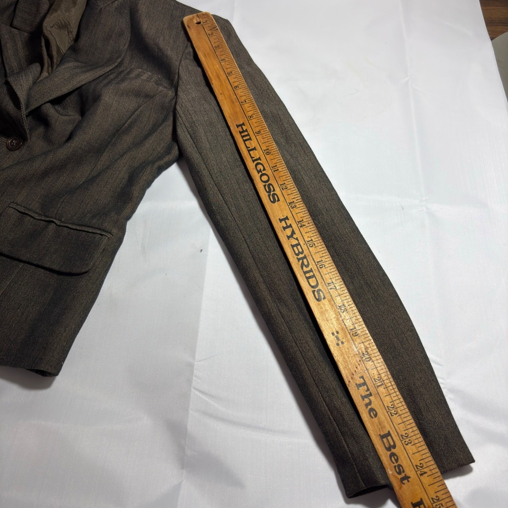 MICHAEL KORS Women Cropped Blazer Size 8 Brown 2-Button Professional Jacket - Picture 10 of 10